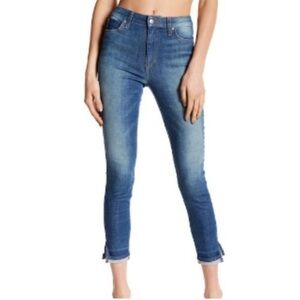 Joe’s Jeans High Rise Skinny Nessa Jeans Rolled Split Slit Hem Frayed si…